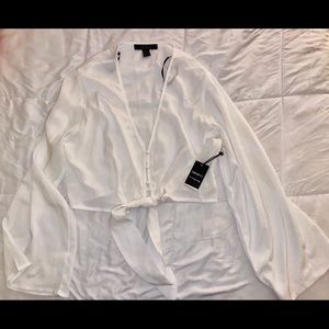 Forever 21 Cropped Tie Blouse - NWT